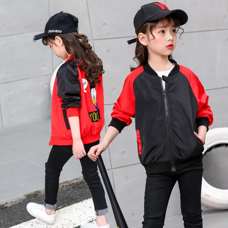 

Korean-style 2019 Big Boy GIRL'S Coat Spring And Autumn New Style Baseball Uniform Long Sleeve Jacket Fashion