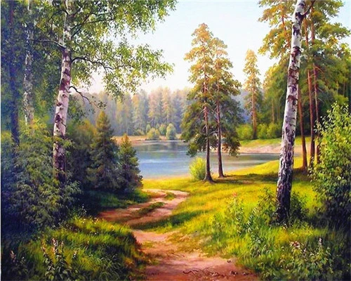 SZYG111 Картина azqsd по номерам, пейзаж, Акриловая Краска на холсте, картина, масляная краска для рисования, Безрамная, 50x40 см, домашний декор, подарок - Цвет: SZYG111