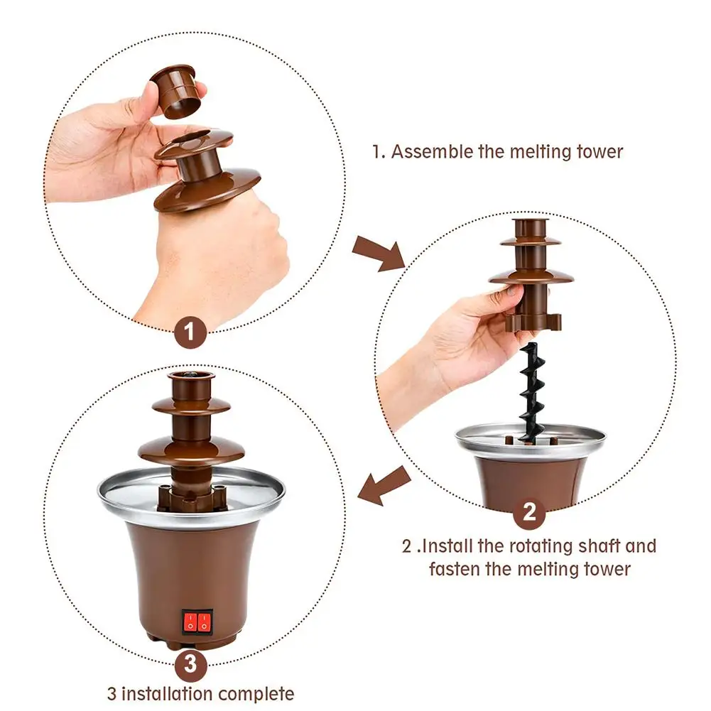Fontaine à chocolat à 3 couches avec chauffage régulier, cascade de fonte  de chocolat faite à la main, machine et fruits/kg d'escalade, bricolage -  AliExpress