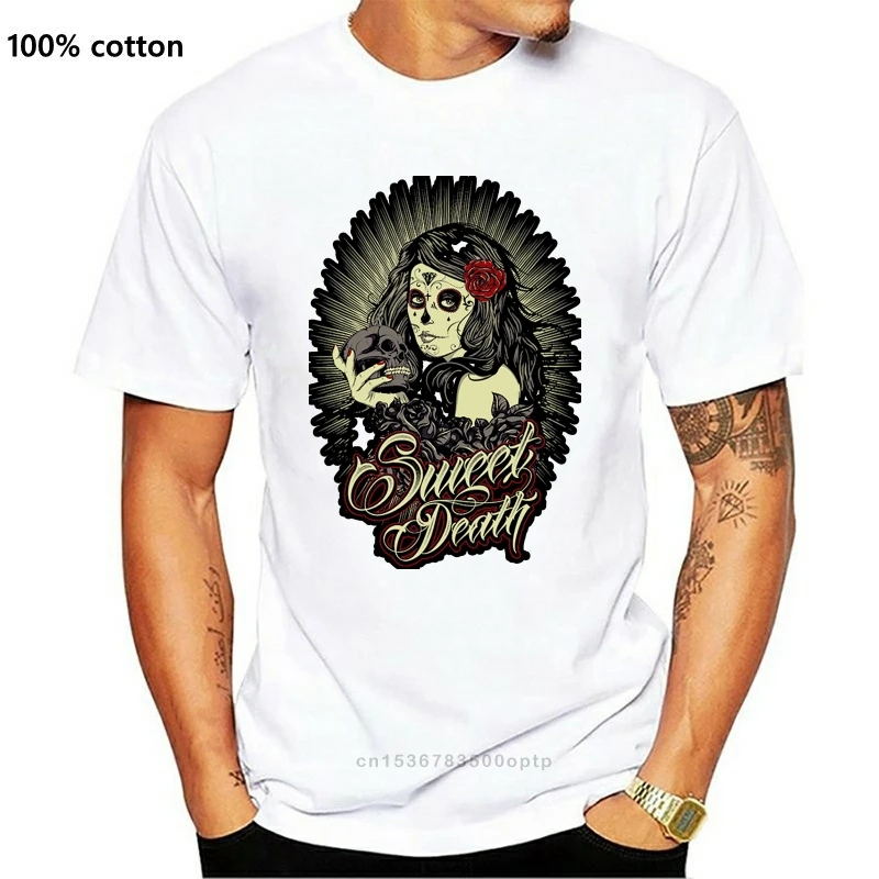 Сладкая смерть CATRINA сахарный череп розы тату взрослая футболка S-XXL | Мужская