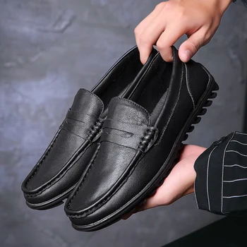 

Fashion Casual Shoes Breathable Genuine Leather Loafers Business wedding Shoes Men Driving Moccasins Comfortable Slip On Shoes