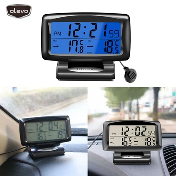 

Car Clock 12V Car Watch Dual Temperature Digital Time Electronic Clock Blue Backlight Dashboard Clock Digital Car Thermometer