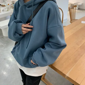 

Slouchy multi-color Hooded Fleece sweater women's autumn and winter 2019 Korean thickened casual women's wear