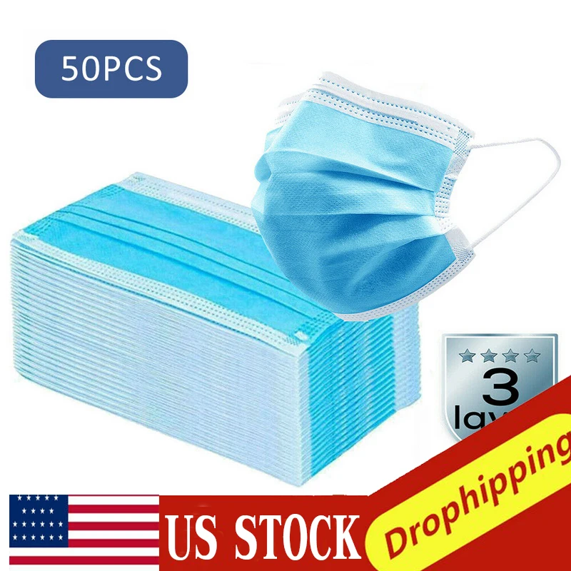 

100Pcs Disposable 3 Layers Face Masks Dustproof Mask Facial Protective Cover Masks Anti-fog Anti-virus Earloop Masks