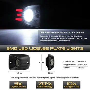 

Diamond White License Plate Light Lamp Replacement Accessories Exterior
