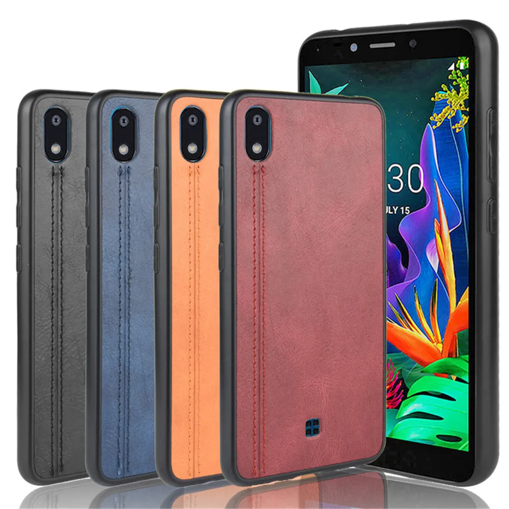 Для LG K20 2019 Чехол класса люкс из телячьей кожи искусственной линии ударопрочный