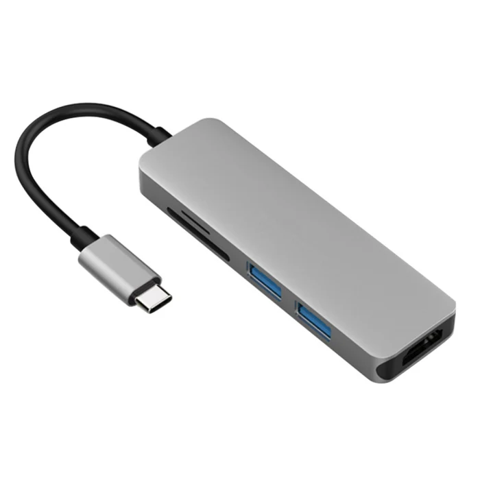 Горячий USB-C концентратор HDMI адаптер 5 в 1 ключ usb type-C к HDMI кард-ридер 2 порта