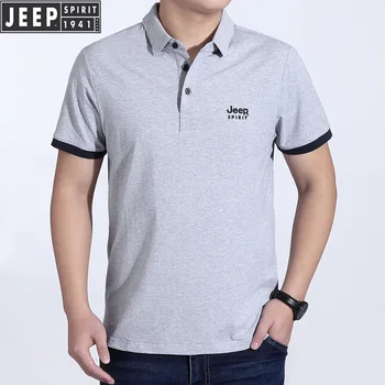 

JEEP SPIRIT Brand Polo Shirt Men Solid Color Short Sleeves Turn Down Collar Camisa Polo Cotton Breathable Mens Tops Polo Homme