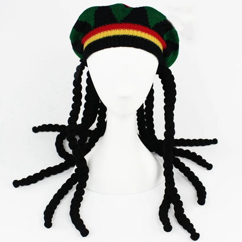 Модная шапка унисекс Jamaica Rasta Gorro Slouch Beanie, зимняя теплая вязаная разноцветная полосатая мешковатая шапка в стиле хип-хоп