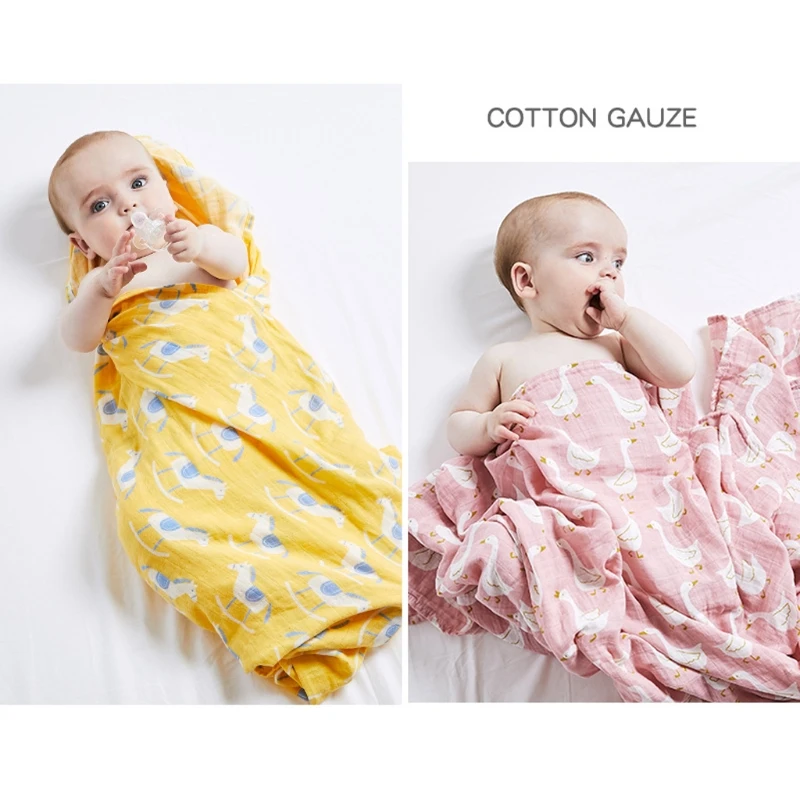 

Muslin Cotton Baby Blanket Soft Newborn Blankets 2 Layers Bath Gauze Infant Swaddle Wrap Sleepsack Stroller Cover