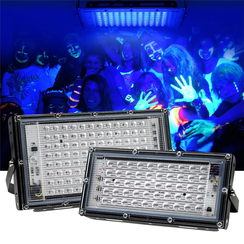 

100W UV DJ Disco Light 50W LED Floodlight EU Plug 220V 110V Ultraviolet light 395nm Lamp Fluorescent Bulb for Halloween Party
