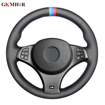 

DIY 3 COLOR STRIPES Black Genuine Leather Car Steering Wheel Cover for BMW X3 (M Sport) E83 2005-2010
