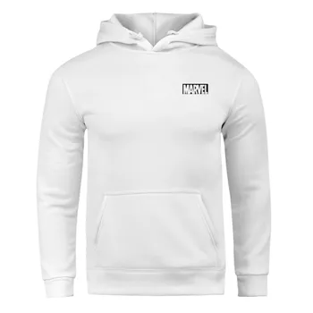 

White Hooded Hoodies Man Lovers' Autumn Fleece Clothes Long Sleeve with Pocket MARVEL Letter Printed Hip-hop Style Street Tops