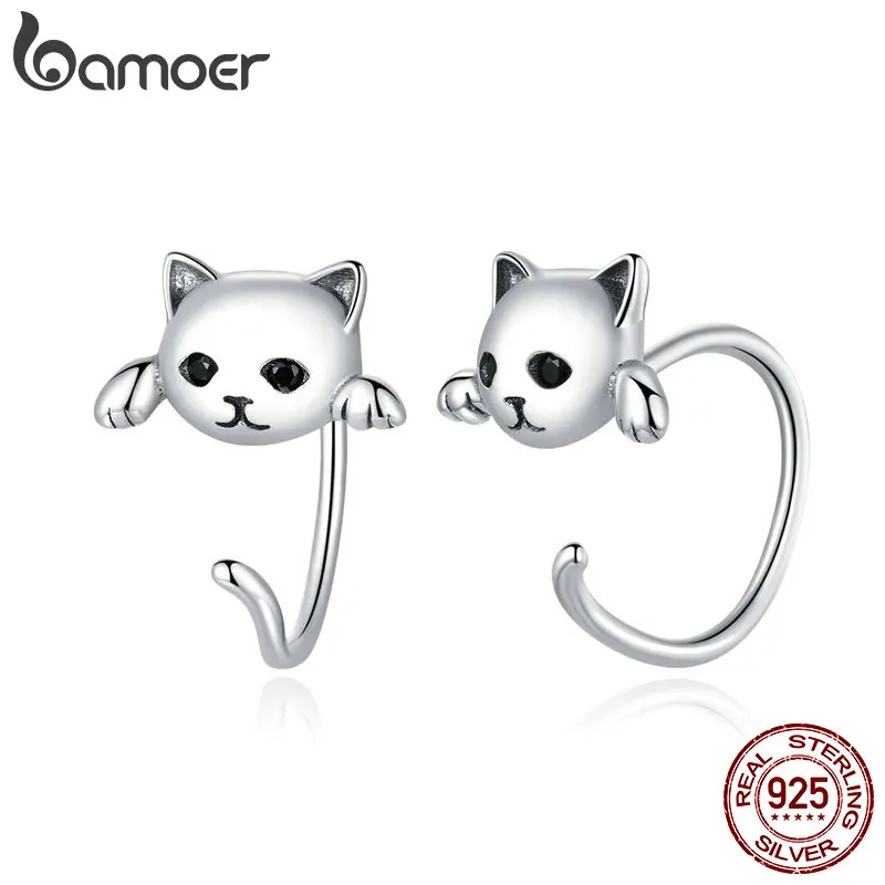 Stud-Earrings Fashion Jewelry Animal 925-Sterling-Silver Bamoer Women Genuine Cute Tail
