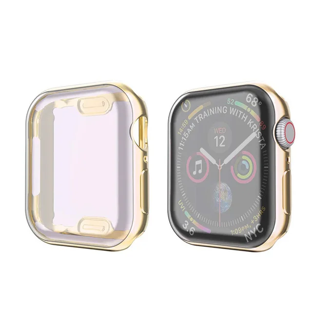 40 мм 44 мм чехол для часов Apple Watch Series 4 3 2 1 38 мм 42 мм защитная пленка из термополиуретана мягкий прозрачный чехол Аксессуары для часов - Цвет: Золото