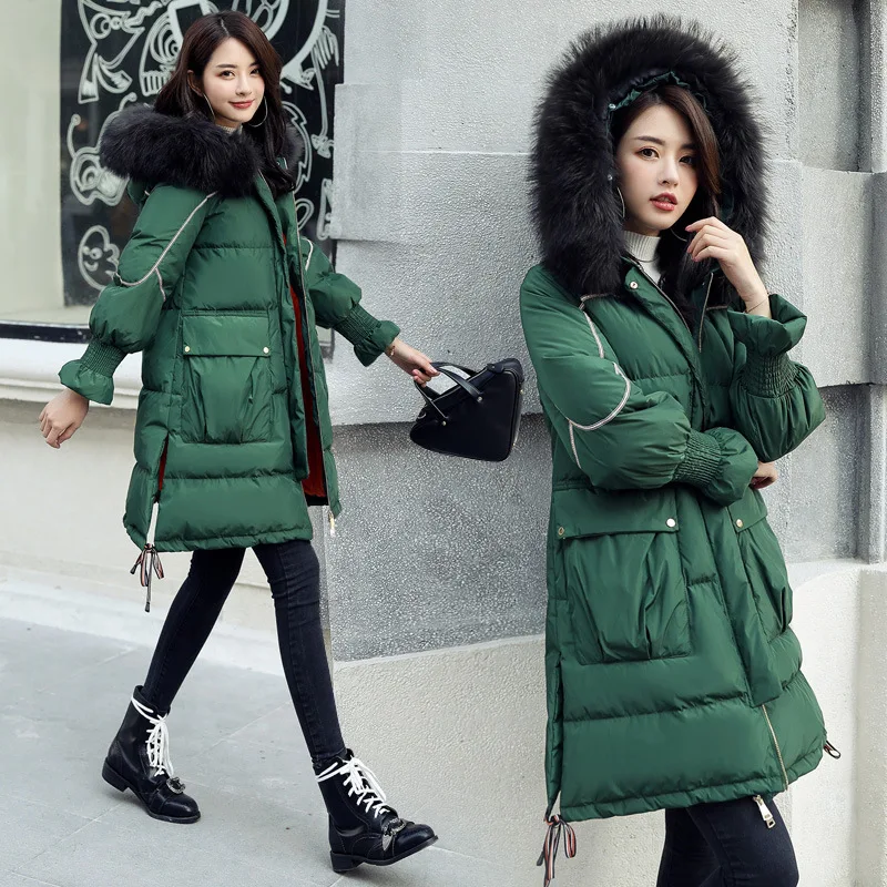 

Cotton-padded Clothes/Cotton Coat Solid Color Hooded Zipper Long Sleeve 2018 Winter Mid-length Slim Fit Comfortable Casual Pure