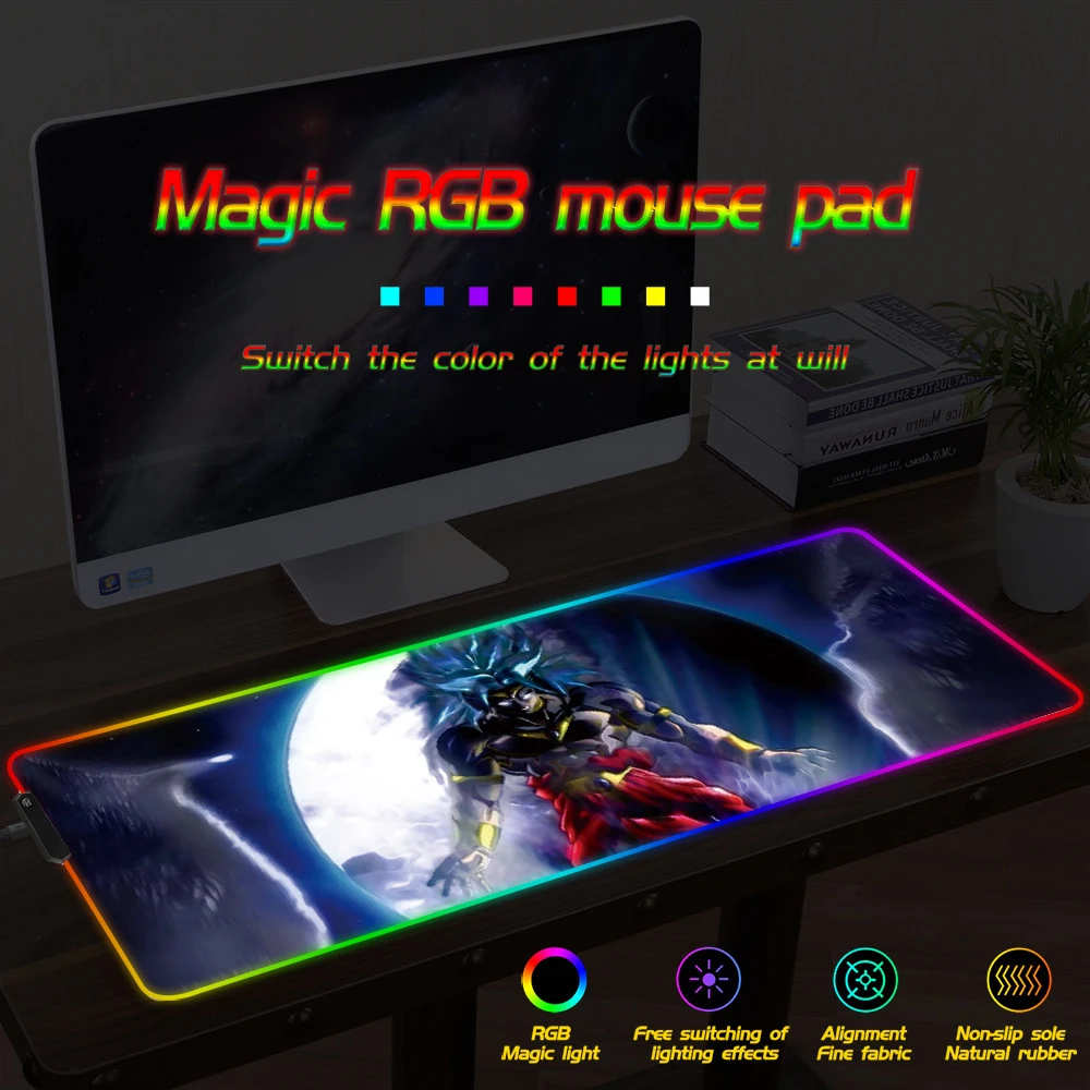 FFFAS коврик для мыши светодиодный подсветка RGB игровой коврик для мышки с аниме Dragon Ball экстремальный комфорт клавиатура компьютерный коврик на заказ