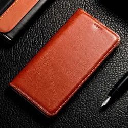Custodia per telefono flip in pelle genuina di lusso