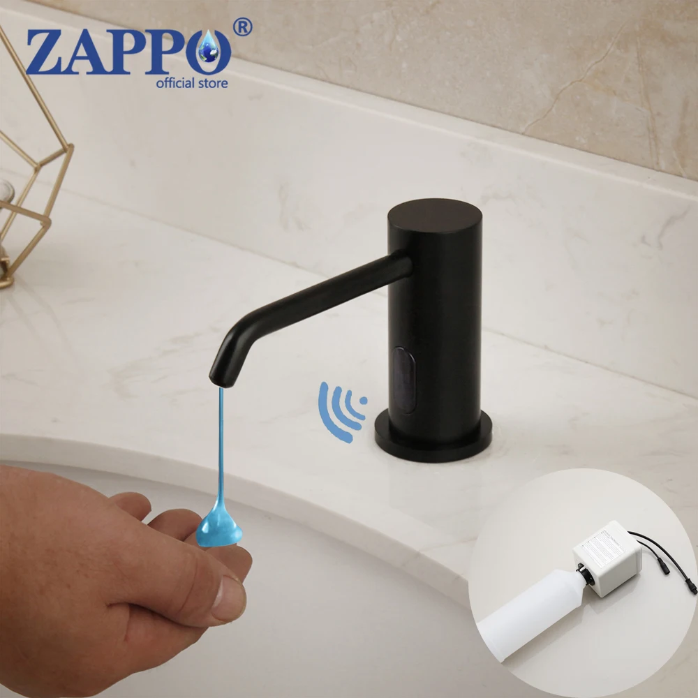

ZAPPO Solid Brass 500ml Automatic Soap Dispenser luxury Touchless Sensor Hand Sanitizer Big Shampoo Detergent Dispenser Wall