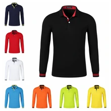 Осенняя дышащая хлопковая тонкая рубашка-поло для мужчин с длинным рукавом с модным воротником для фитнеса, однотонная мужская одежда для гольфа на заказ