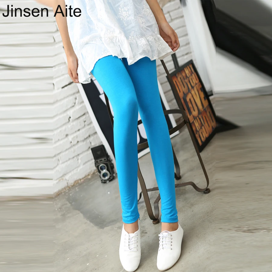 

Jinsen Aite New Arrival Bamboo Fiber Ankle-Length Candy Color Women Leggings plus size XXL-7XL Casual Summer Autumn Pants JS373