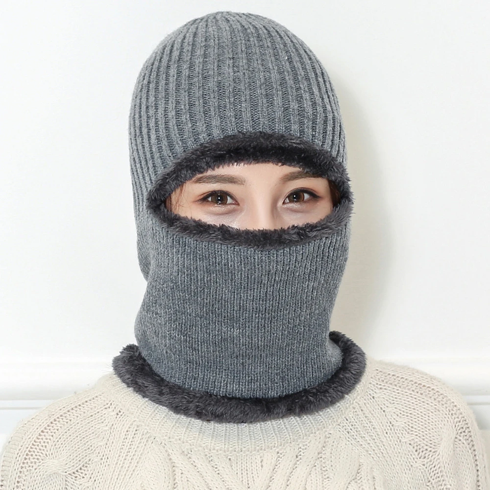 Skullies Beanies женская вязаная шапка шарф женские зимние шапки для женщин капот однотонная Балаклава маска Feminino Beanie Hat cap - Цвет: 02