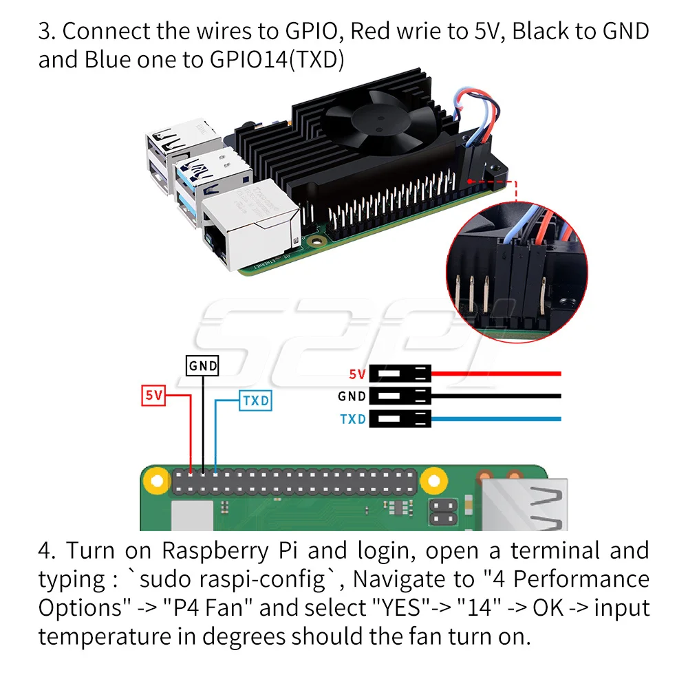 Ventilador de Refrigeração Cnc com Velocidade Ajustável Pwm Sink Kit Silencioso Ventilador para Raspberry pi b Não Inclui Placa pi Acessórios p/ quadro de demonstração - Imagem 6