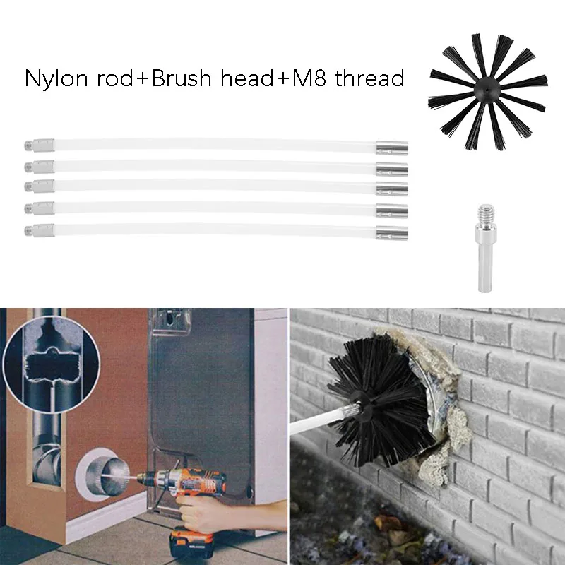 Cleaning Chimney Brush Set Household Fireplace Cleaning Brush + Rod Set