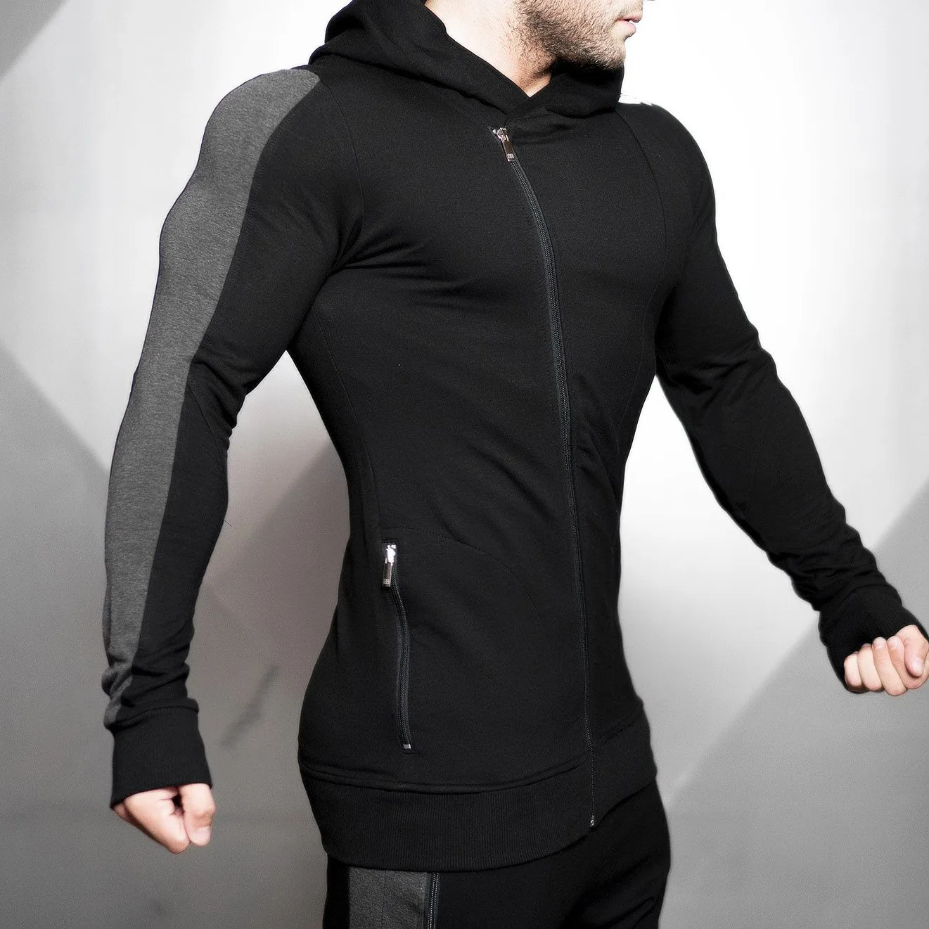 Muscle Brother, европейский и американский спортивный комплект, фитнес-костюм, мужской комплект с длинным рукавом для ночного бега, тренировочный костюм, колготки