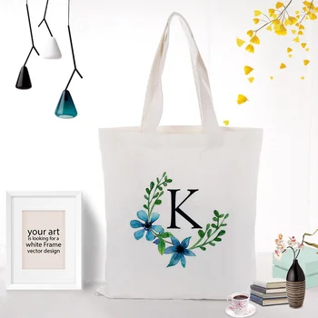 

Canvas Tote Bag Letter Print Custom Print Logo Text DIY Art Alphabet Shopping Bag Eco Ecological Reusable Recycled Handbag