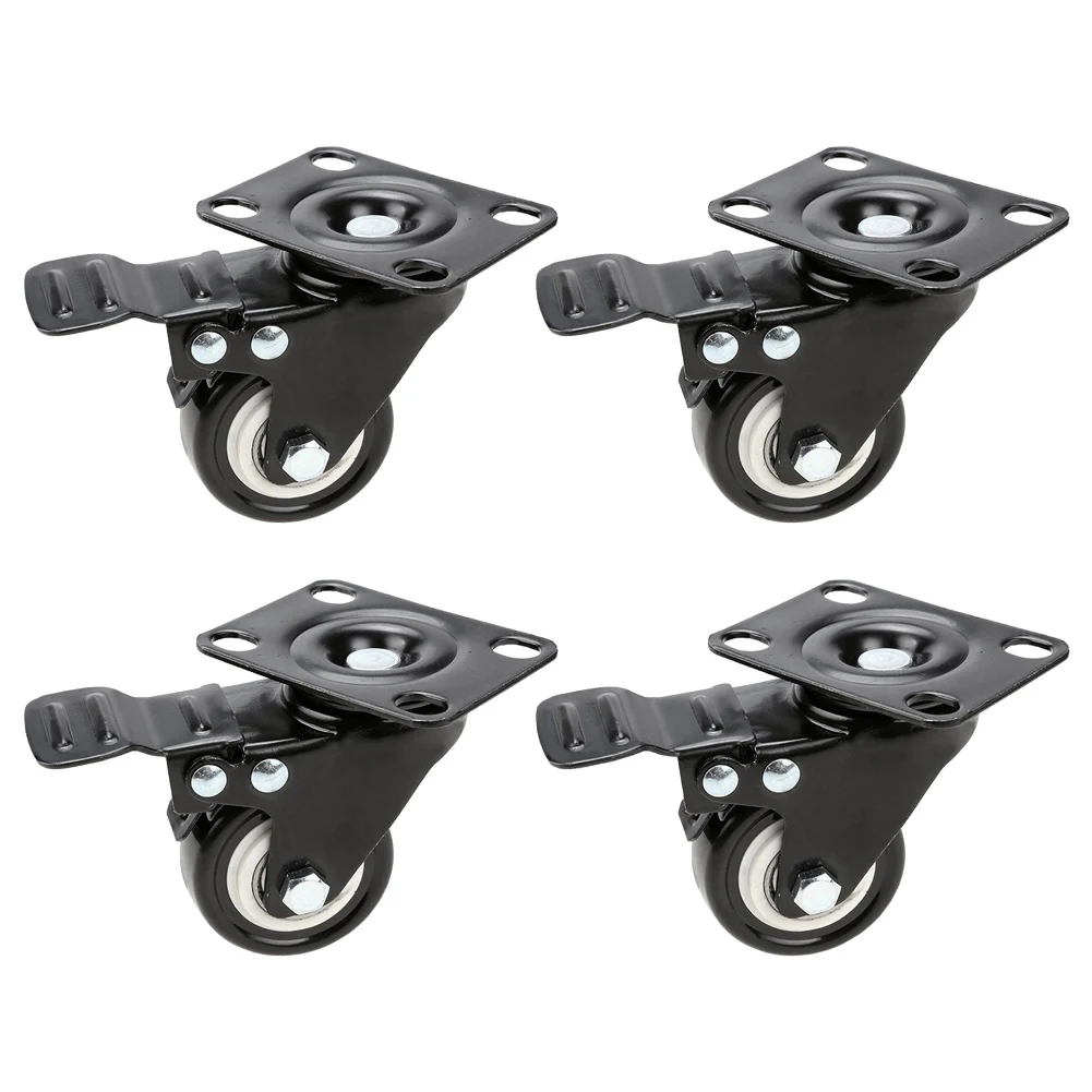PU Casters 4pcs Casters Heavy Duty 2/1.5 Inch Pneumatic Caster Wheels No Noise Wheels Top Plate CLH@8 - Цвет: C