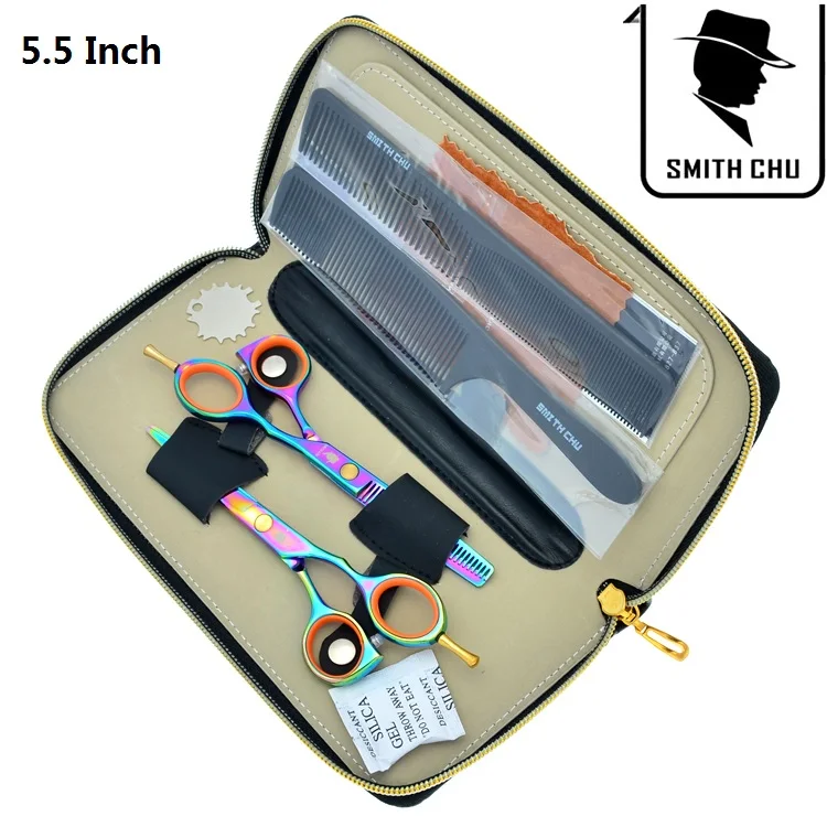 Smith Chu 5," Профессиональные Парикмахерские ножницы для стрижки волос Парикмахерские филировочные ножницы Smith Chu машинка для стрижки волос LZS0022 - Цвет: LZS0093 55 with bag