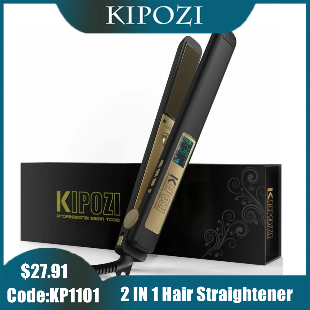 Promo KIPOZI Hair Straightener Professional Titanium Flat Iron Digital LCD Display Flat Iron 33mj6BzMOOa