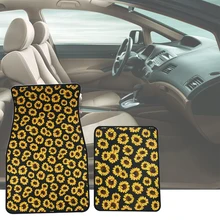 2шт Подсолнечник коврик в машину Универсальный Автомобильный пол коврики для ног сублимационный Противоскользящий неопреновый интерьер Стайлинг Авто ног колодки