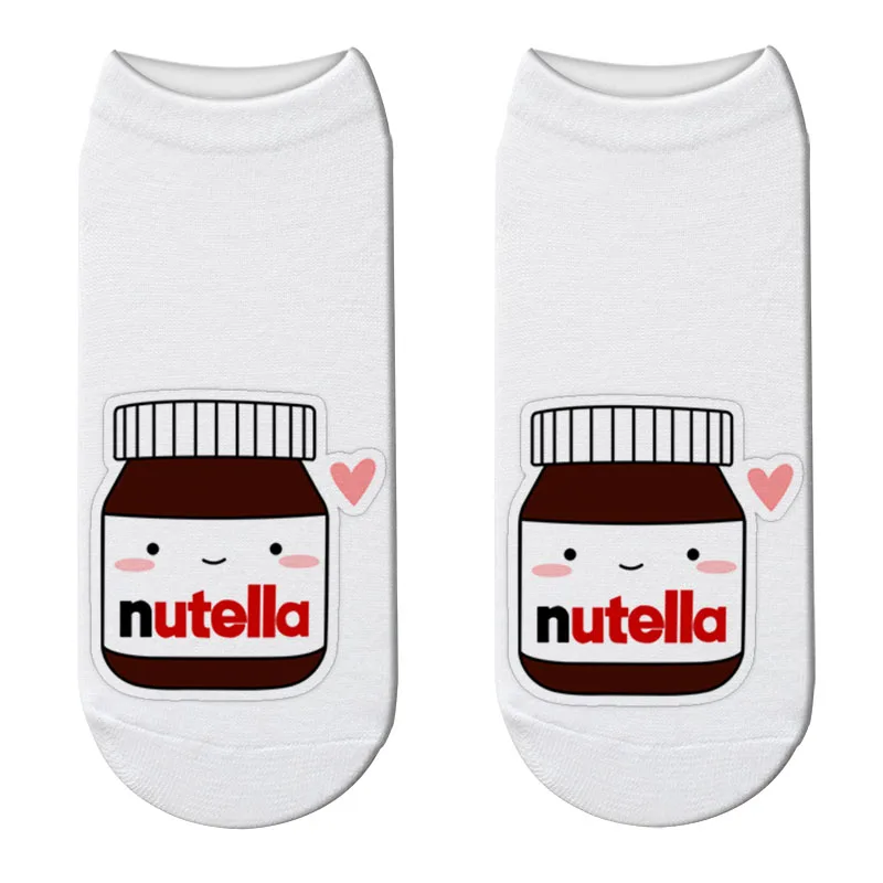 3D принтом Kawaii Nutella носки для девочек милые хлопковые с забавным Femme Повседневные