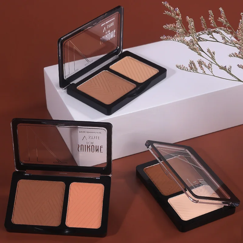 Three Dimensional Two-color Contour Powder V-Shaped Face Matte Smooth Waterproof Long Lasting Pigment Silky Touch Natural Makeup Three Dimensional Two-color Contour Powder V-Shaped Face Matte Smooth Waterproof Long Lasting Pigment Silky Touch Natural Makeup