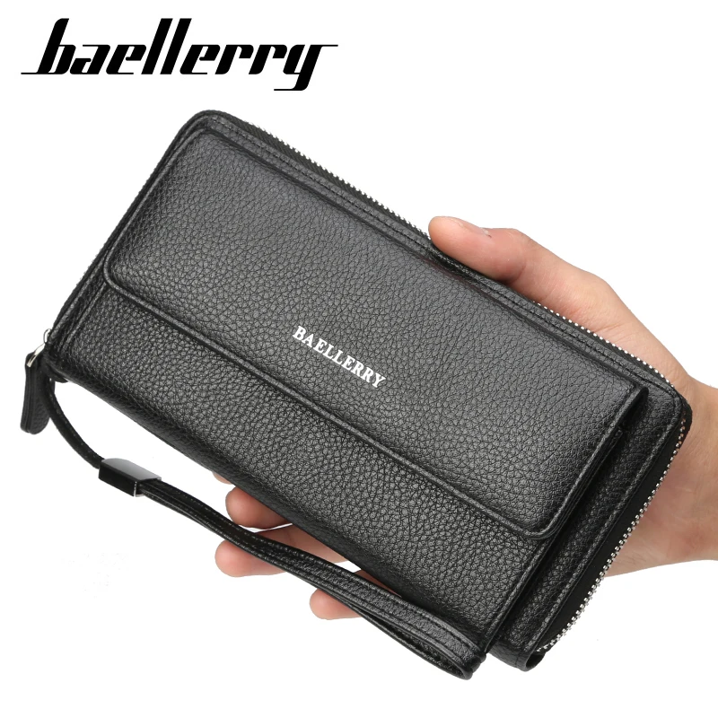 

Baellerry Men Wallets Long Style Card Holder Male Purse High Quality Zipper Large Capacity Brand PU Leather Wallet For Men