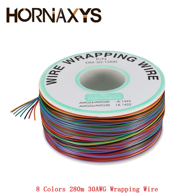 Colored Insulation Cable B-30-1000 250M 30 AWG 8-Wire Test Wrapping Wire,  Tinned Copper Solid Cable