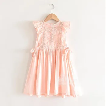 

2020 Summer New Children Baby Cotton Lace Bow Dresses , Girls Princess Sweet Clothes 6 Pieces/lot Wholesale