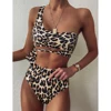 Sexy One Shoulder Bikini 2022 Leopard Printed Bandage Swimsuit Women Knot High Waist Bikini Set Push Up Swimsuit Women ► Photo 1/6