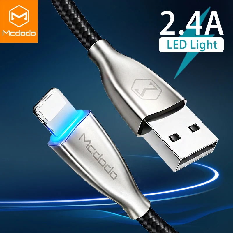 USB-кабель Mcdodo со светодиодной подсветкой для iPhone X XR XS Max 8 7 6S iPad mini кабель передачи