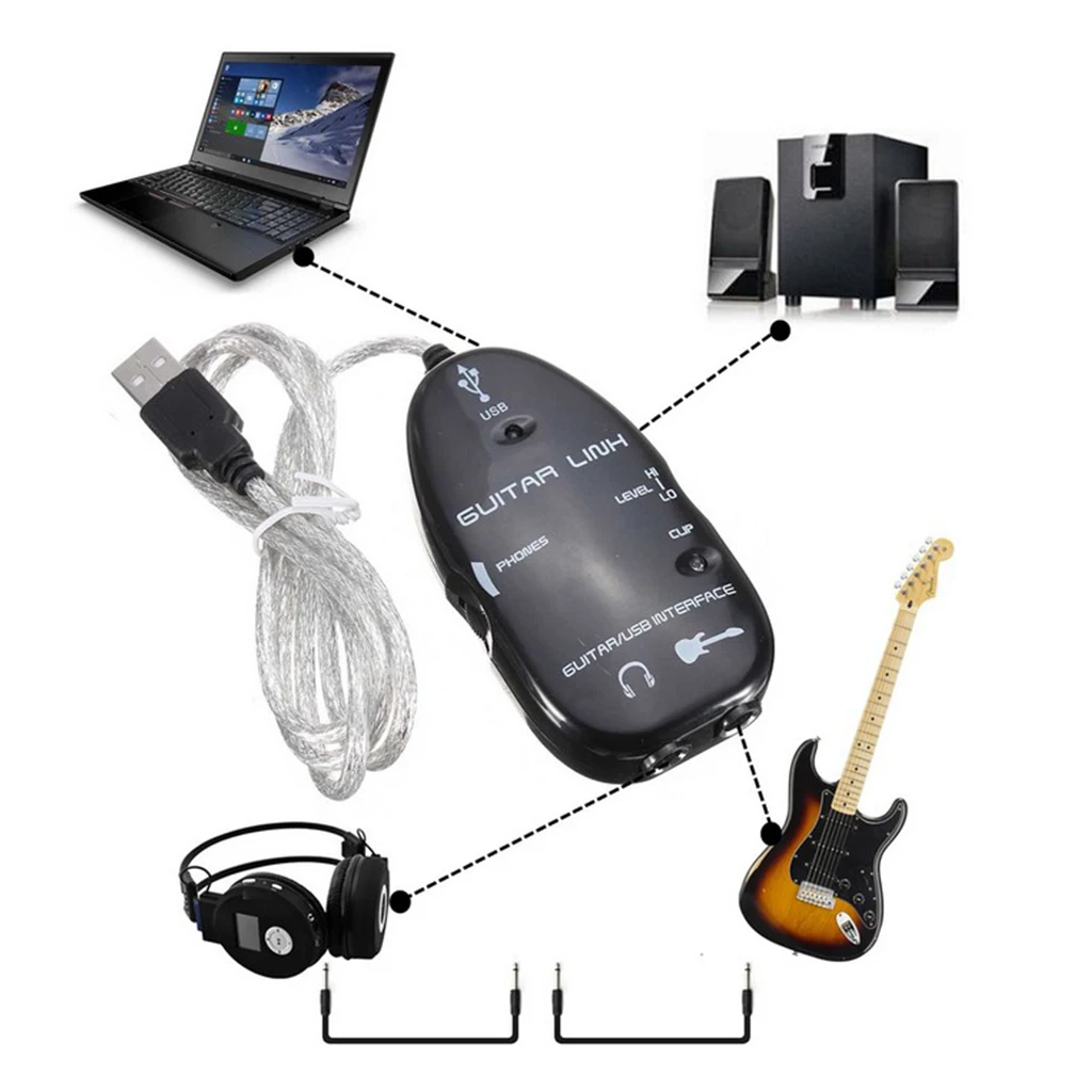 de Guitarra Adaptador de Interfaz de Enlace de Audio para Mac/PC Accesorios de grabación de música para de Guitarra Regalo Cables y conectores Accesorios para músicos y producción musical