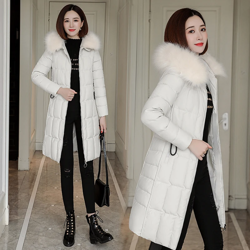 Новые зимние куртки женские пальто с капюшоном с меховым воротником размера плюс 4XL Дамская стеганая верхняя одежда облегающая длинная парка зимнее пальто для женщин