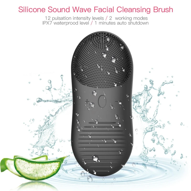 EAS-Facial Cleanser Ultrasonic Silicone Face Washing Brushes Pore Cleaner Blackhead Face Cleansing Waterproof Electric Skin Mass