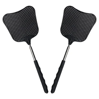 

Mosquito and Fly Killing Plastic Fly Swatter Retractable Stainless Steel Rod, Suitable for Indoor and Outdoor Use (2 Pack)