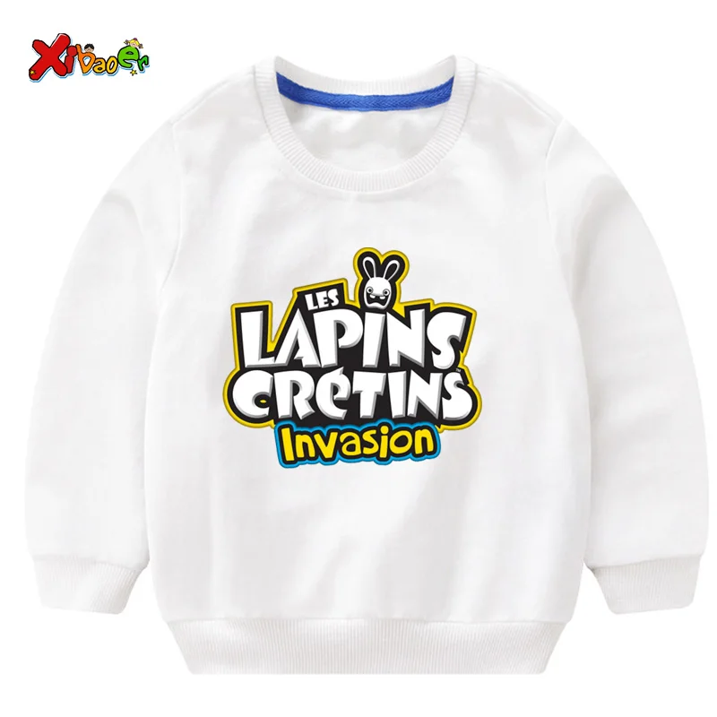 

Sweatshirts 3-9Years Old Cartoon Child Crazy Rabbit Print Sweatshirts Boy Girl Rabbit Funny Autumn White Round Neck Cotton Shirt
