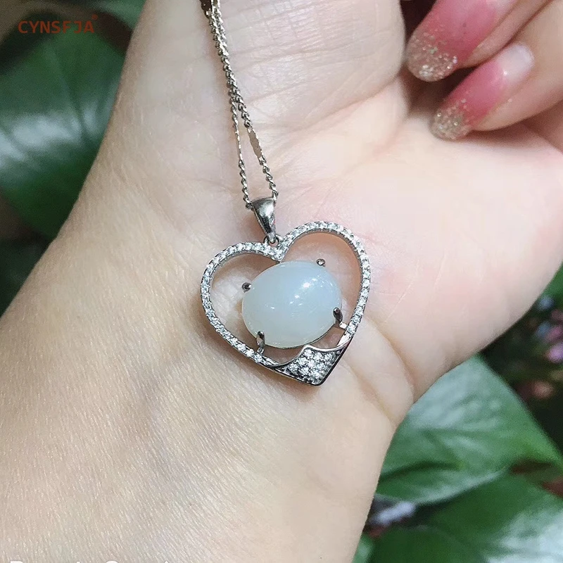 

CYNSFJA Real Certified Natural Hetian Jade 925 Sterling Silver Fine Jewelry Charm Amulets Jade Pendant High Quality Best Gifts