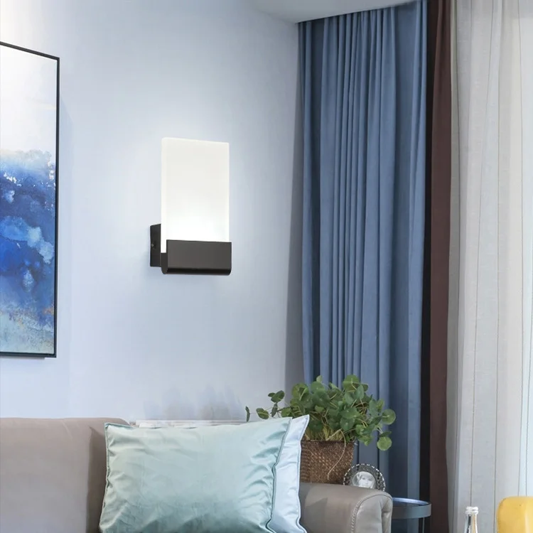 

Dimmable/N 6W LED Wall Sconce Light Fixture Acrylic Bedside Lamp Decor Corridor White/Black Shell