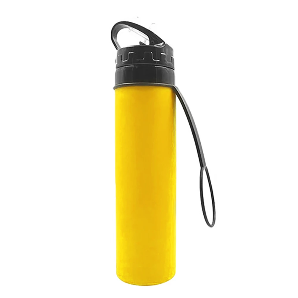 450 мл портативные уличные бутылки для воды, складная силиконовая чашка для питья, чайник для путешествий, Спортивная бутылочка для питья - Цвет: Цвет: желтый