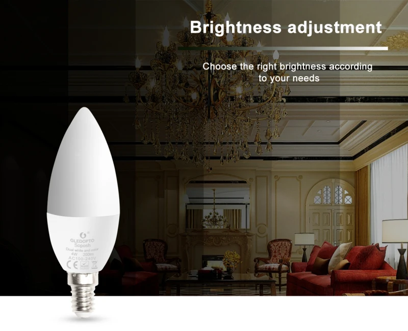G светодиодный OPTO прочный E12/E14 Zigbee RGB+ CCT светодиодный 4 Вт светильник-свеча декоративная лампа с регулируемой яркостью совместима с Amazon Echo Plus AC